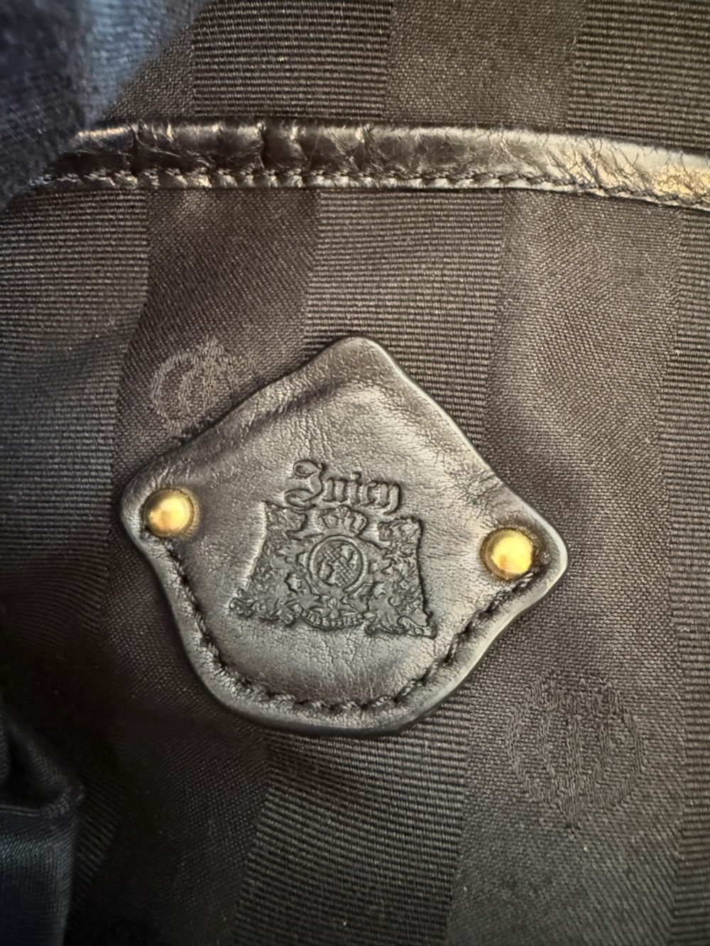 Y2K Vintage Juicy Couture Black Leather Tassel Shoulder Bag - Picture 2 of 6